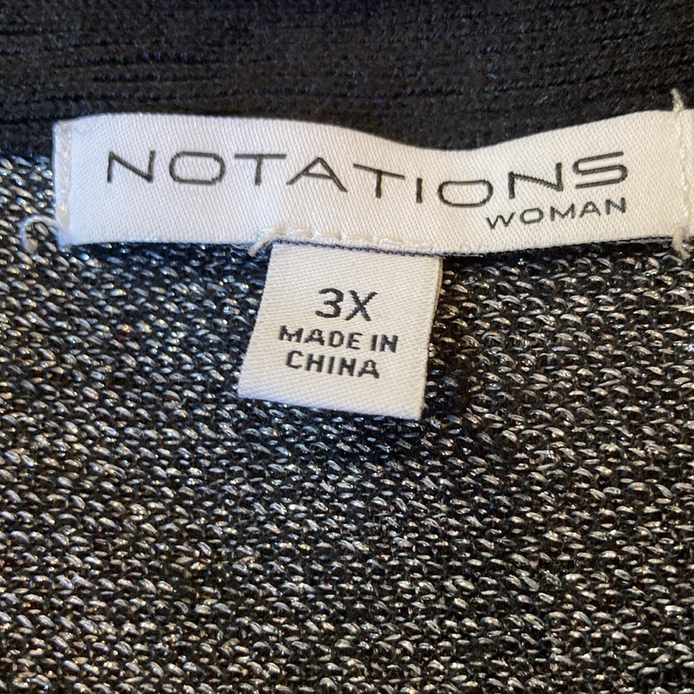 Women Notations silver black hombre 3/4 sleeve sweater size 3X - Picture 3 of 6